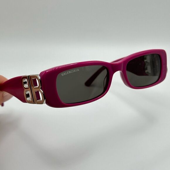 BRAND NEW BALENCIAGA BB0096S 016 Fuchsia/Silver/Grey Sunglasses